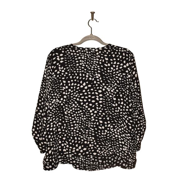 CHICO'S $98 Black White Zip Front‎ Woven Blouse Chain Trim Chico's 2 / US Large - Picture 2 of 4